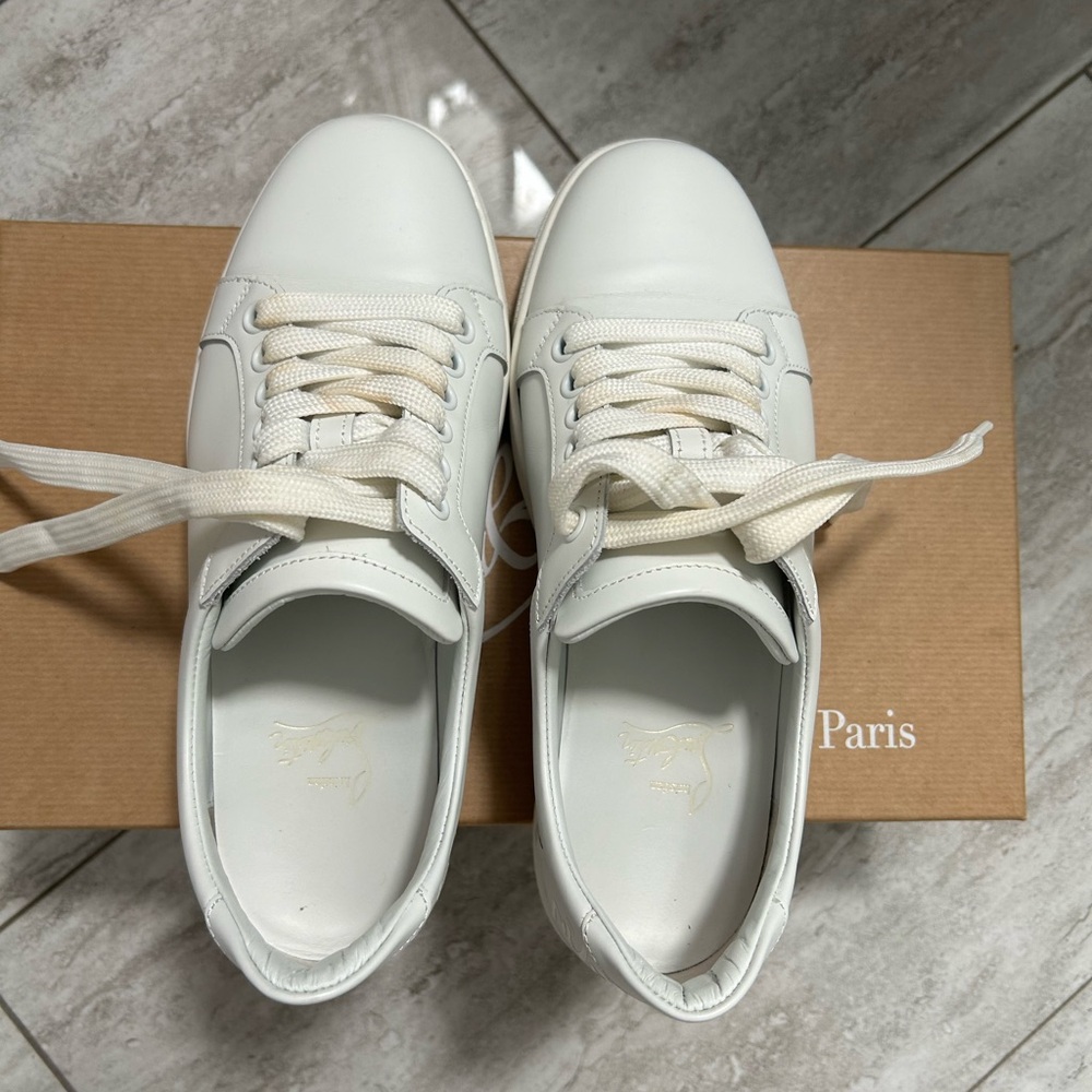 Christian Louboutin White Low-Top Script Sneakers - Picture 8 of 8